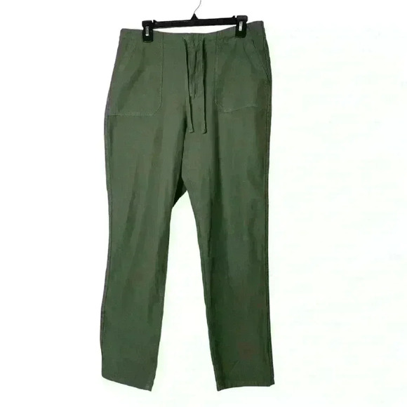J. Crew cypress green Tie Waist relaxed casual comfy camp pants size Medium - Picture 2 of 16